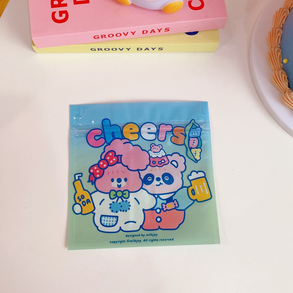 Túi zip gấu dễ thương đựng đồ ăn nhẹ,bánh quy túi kẹo nhỏ đựng bút T3