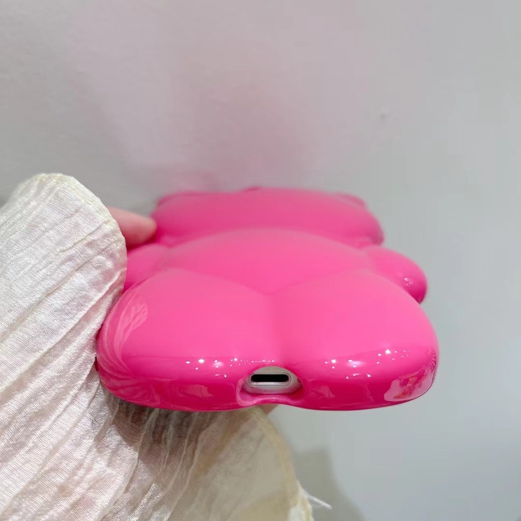Ốp Điện Thoại Mềm Họa Tiết Hoa Hồng Và Gấu 3D Dễ Thương Cho Iphone 12 pro max 11 pro max xs max xr x 13proamx plus