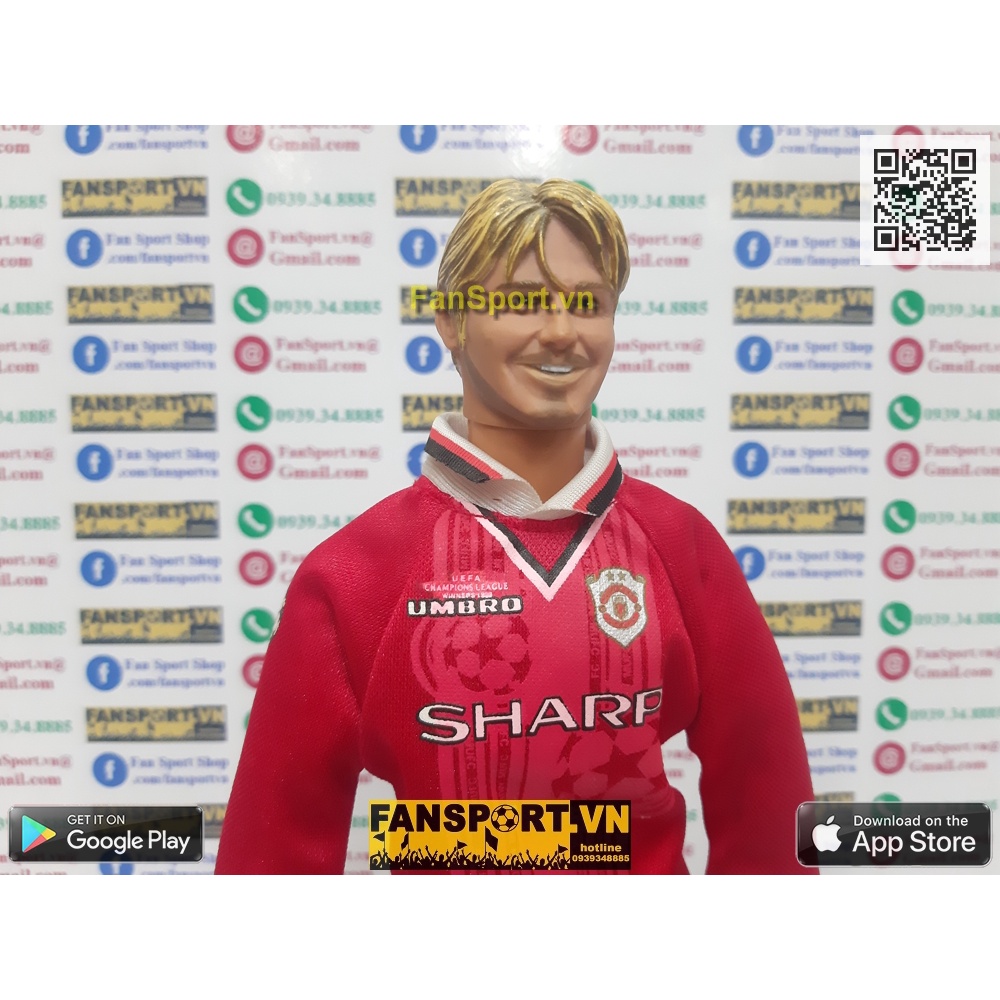 Mô hình tượng cầu thủ bóng đá David Beckham 7 Manchester United Hero Treble 1999 figure red kodoto soccerwe prostars