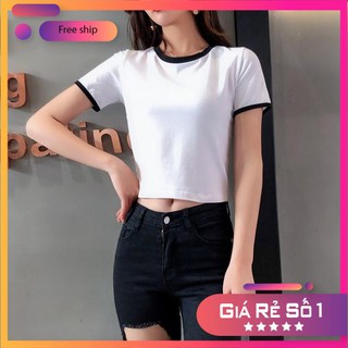Áo Croptop Body 🍓FREESHIP EXTRA🍓 Áo Crotop Tay Ngắn Viền Cổ