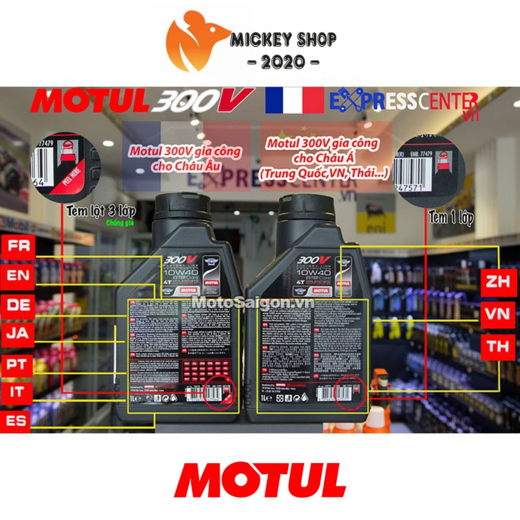 [ CHÍNH HÃNG ] Dầu Nhớt Motul 300V Factory Line Road Racing 10W40 Doube Ester 1L 100% Tổng Hợp Chất Lượng Cao Cho PKL