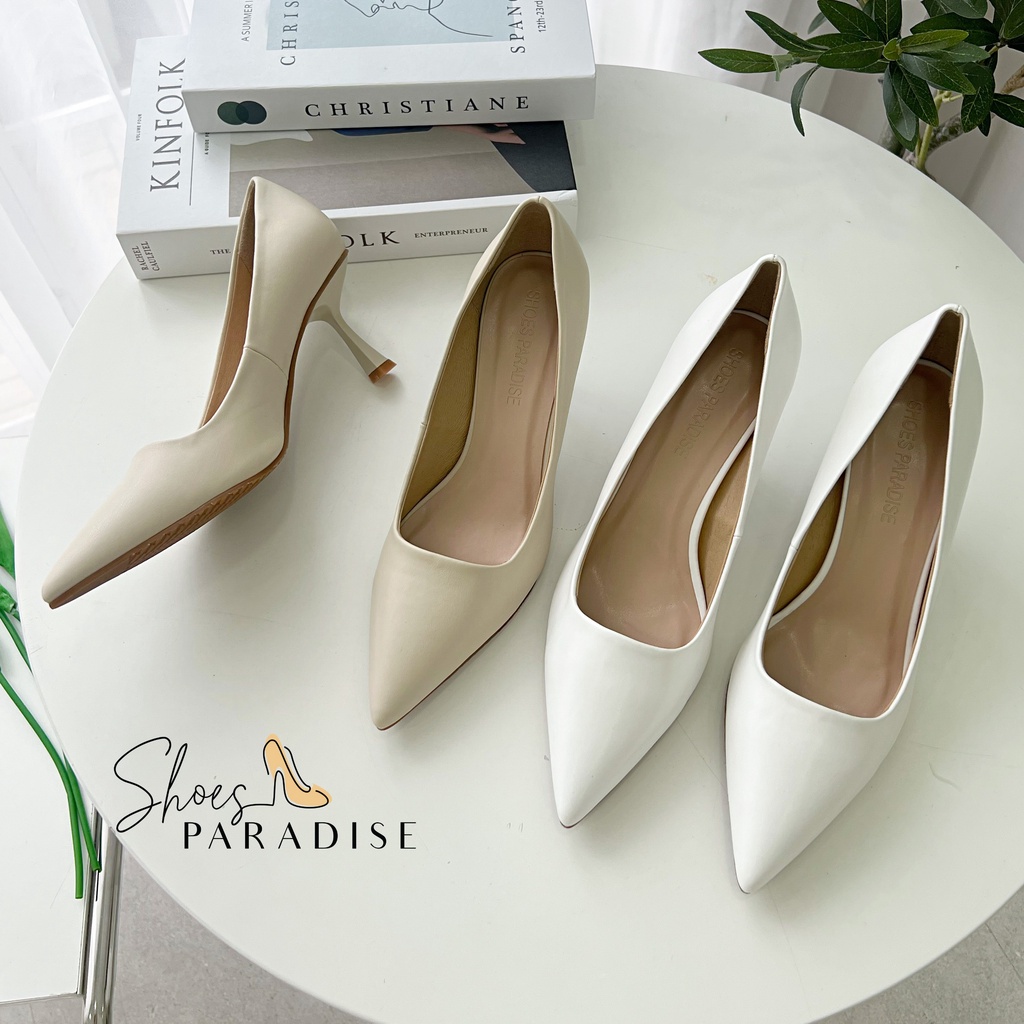 Giày cao gót nữ 7p bít mũi nhọn gót nhọn da công sở shoes paradise BBXK20