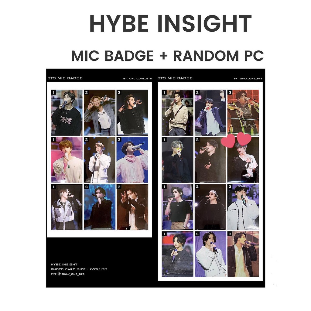 SHARE LẺ CARD MIC BADGE | ẢNH TRONG PIN MIC ( OFFICIAL, HYPE INSIGHT)