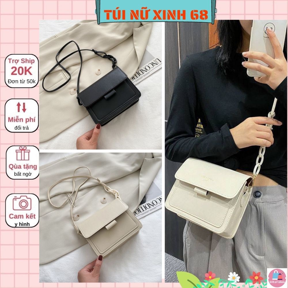Túi xách nữ đẹp, túi đeo chéo thời trang giá rẻ da trơn dây nhựa Tuinuxinh68 567