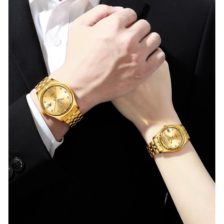 Đồng Hồ Nam Nữ Chenxi Mặt Tròn,dây thép đúc đặc không gỉ-Mặt chống xước, Có lịch thứ và ngày luôn. ( Mã: CX03)