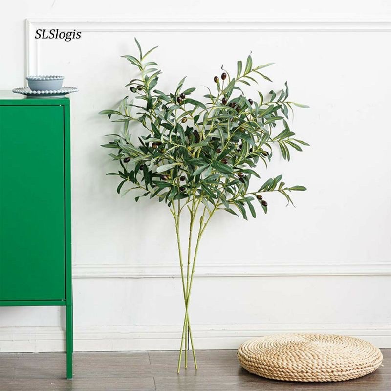 Cành lá oliu giả - Cành oliu 6 nhánh dài 90 cm cắm điểm trang trí