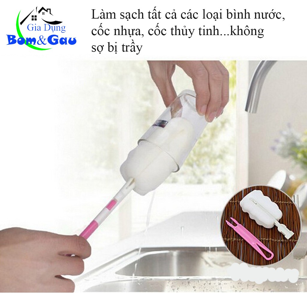 Dụng cụ cọ rửa các loại bình nước, ly cốc bằng bọt biệt tiện dụng