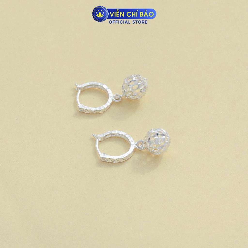 Bông tai bạc nữ hình cầu lấp lánh chất liệu bạc S925 thời trang phụ kiện trang sức nữ thương hiệu Viễn Chí Bảo B400300