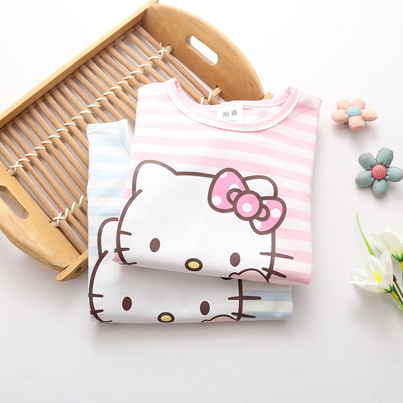 Áo thun tay ngắn in hình Hello Kitty đáng yêu dành cho bé