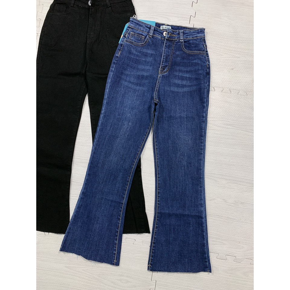 quần jeans nữ ống loe quần bò loe ống bass phom lỡ 88cm lai cắt chất co dãn mềm mại không ra màu