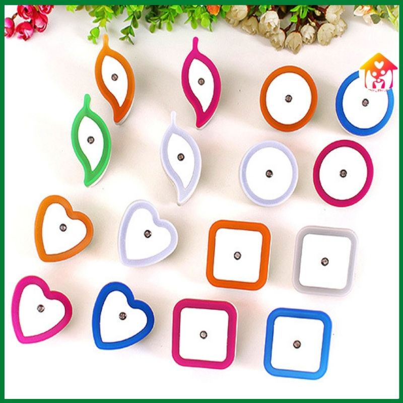 Đèn ngủ LED cảm biến ánh sáng tự động bật tắt-hình vuông-chiếc lá-trái tim- hình tròn công suất đèn 0.1w tiết kiệm điện