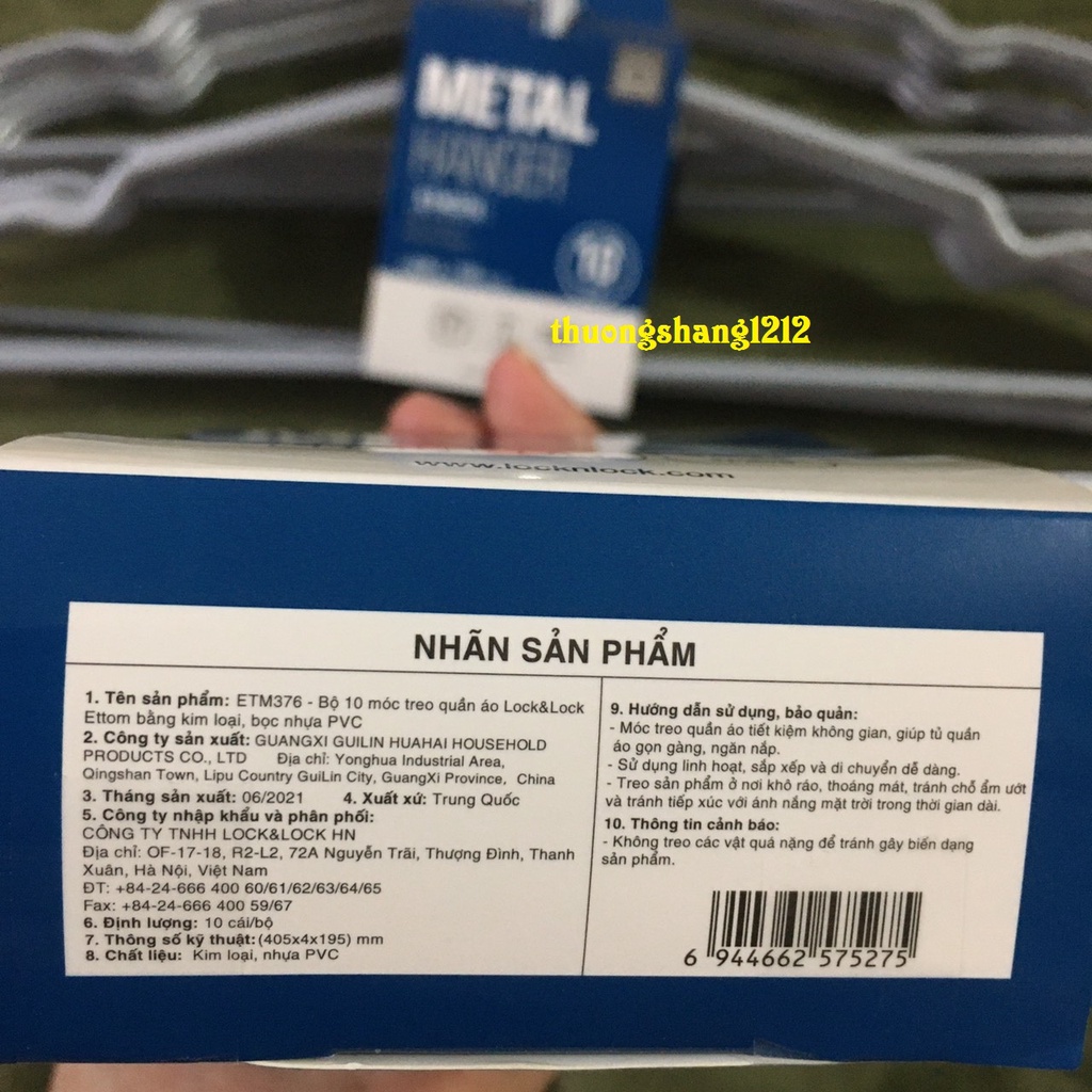SET 10 MÓC TREO QUẦN ÁO LOCK&LOCK- ETM376 / ETM391