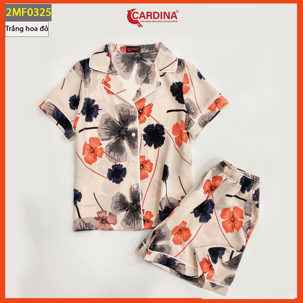 Đồ Bộ Pijama Nữ CARDINA Chất Lụa Mango Cao Cấp Áo Cộc Tay Quần Đùi Họa Tiết Mềm Mại 2MF03