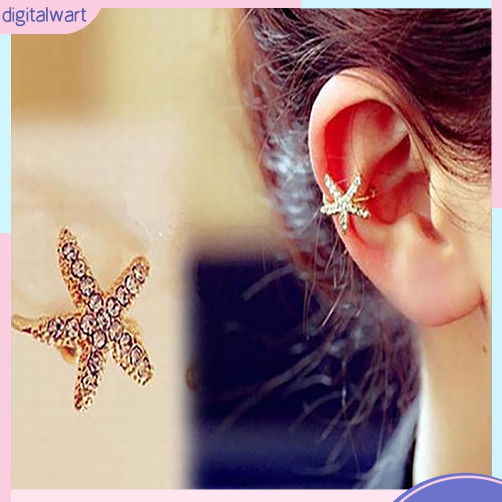 Khuyên kẹp vành tai hình sao biển/trái tim đính đá thanh lịch