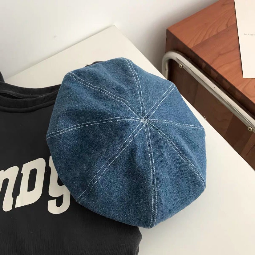 Mũ Beret Chất Liệu Denim Phong Cách Hàn Quốc Thiết Kế Mới