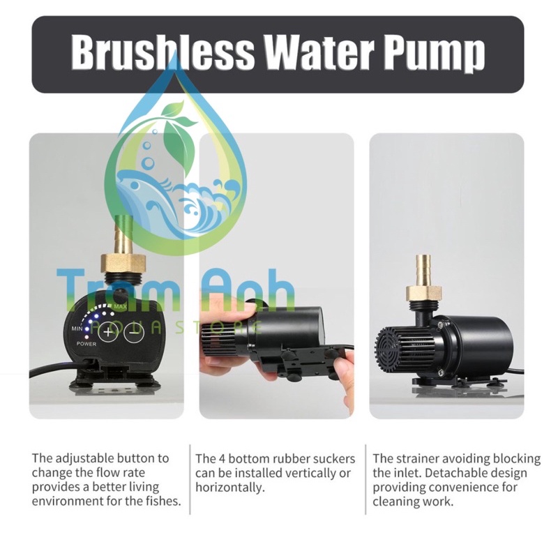 Bơm Mini 12v15w 800L/H điều chỉnh 5 cấp độ