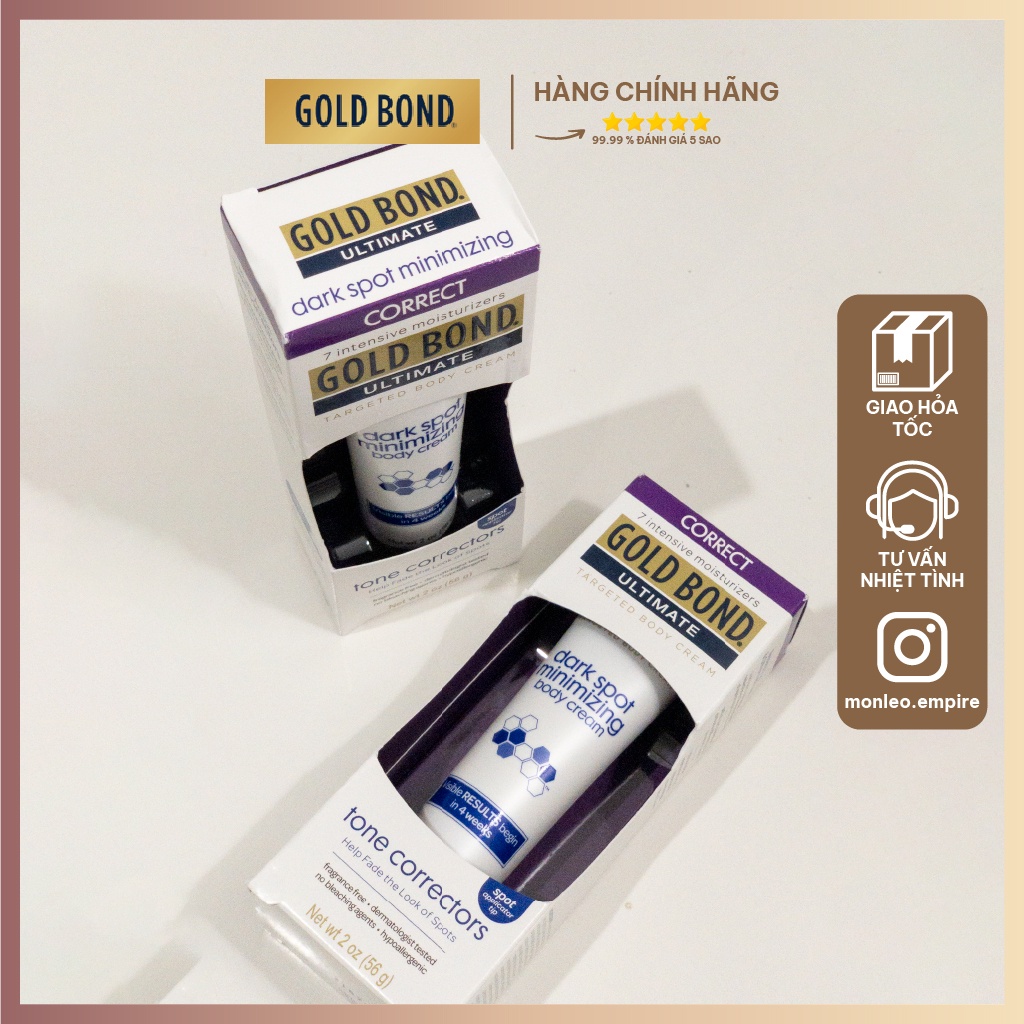 Kem dưỡng Gold Bond Ultimate Dark Spot Minimizing Body Cream giúp làm mờ đốm nâu trên cơ thể 56g