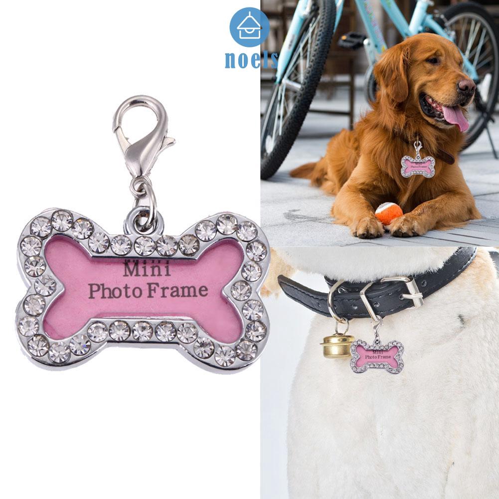 Pet Cat Dog ID Tags Customized Personalized Bone Shaped Alloy Crystal Tag♥noel✧Home living