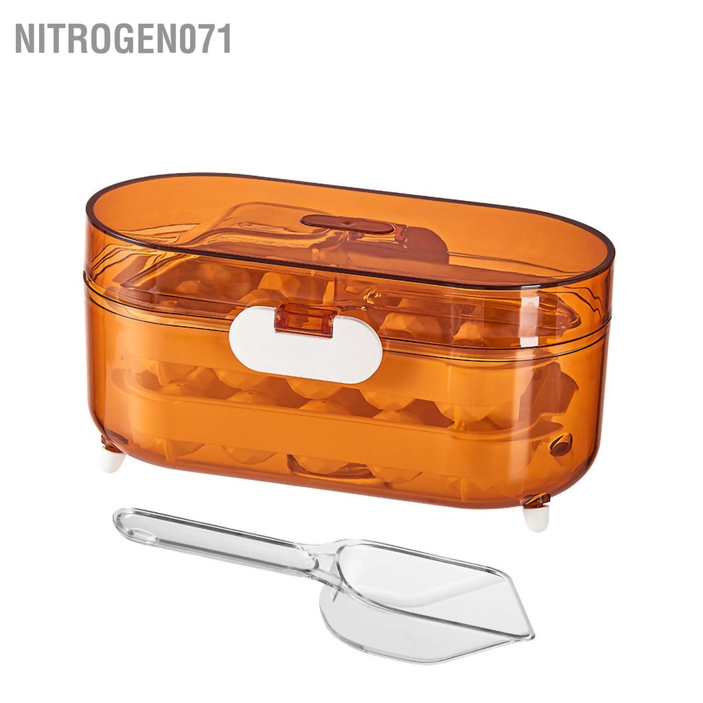 Nitrogen071 Khay đá tròn, khuôn làm đá có nắp đậy - Silicone 2 lớp cứng chống trượt Thiết kế khóa ổn định Khay với thìa
