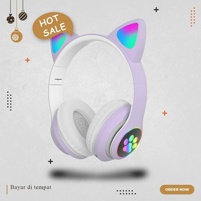 Tai Nghe Bluetooth Hình Tai Mèo Màu Hồng Dễ Thương | BigBuy360 - bigbuy360.vn