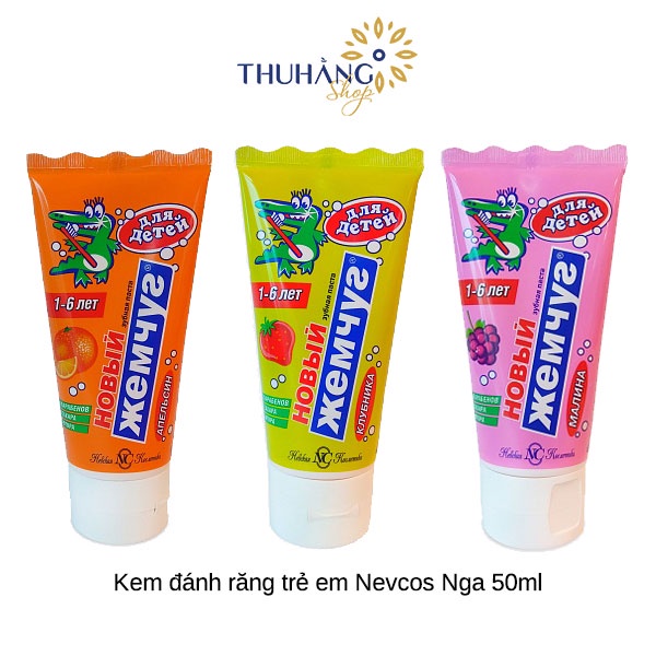 Kem đánh răng trẻ em cho bé 1-6 tuổi an toàn khi nuốt Nevcos nga 50ml