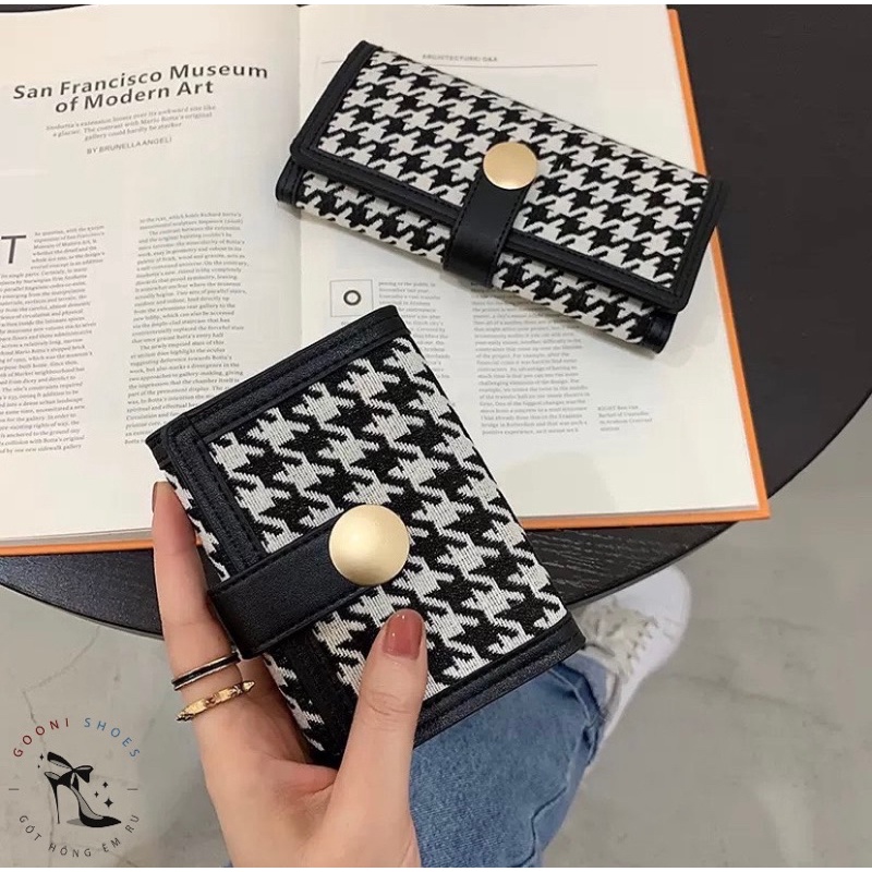 Ví nữ cầm tay, ví đựng tiền, đựng thẻ hoạ tiết houndstooth thời thượng 2021 (kèm video+ảnh thật) HÀNG CÓ SẴN