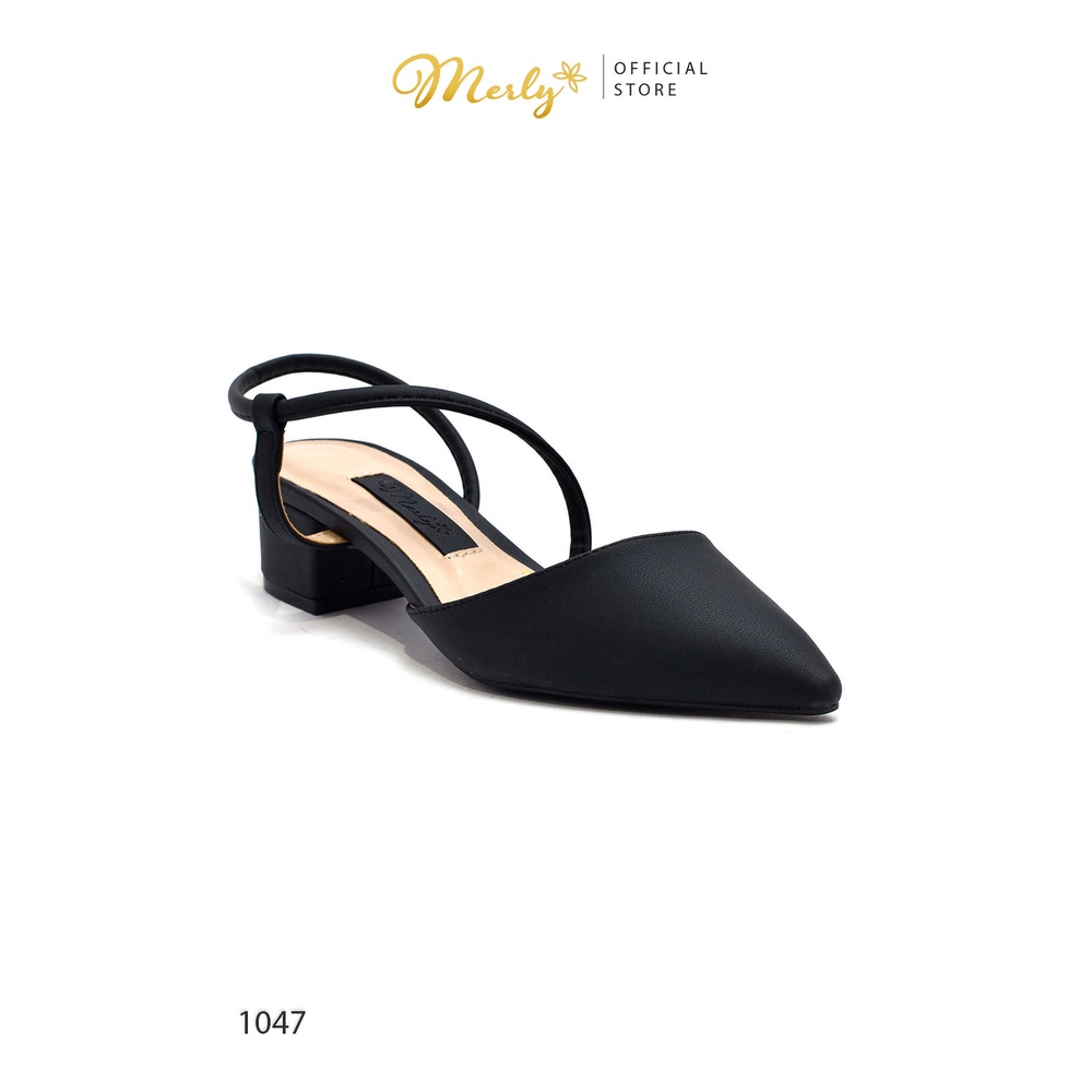 Giày sandal gót thấp họa tiết Merly 1047
