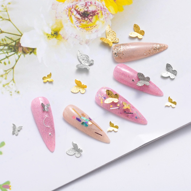 Miếng Dán Trang Trí Móng Tay Hình Bướm 3D Bằng Hợp Kim DIY