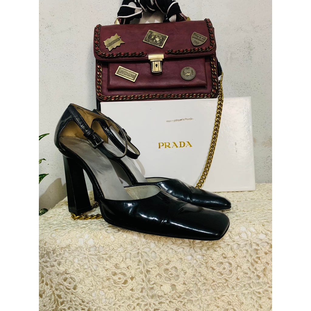 Giày si nữ hiệu PRADA màu đen