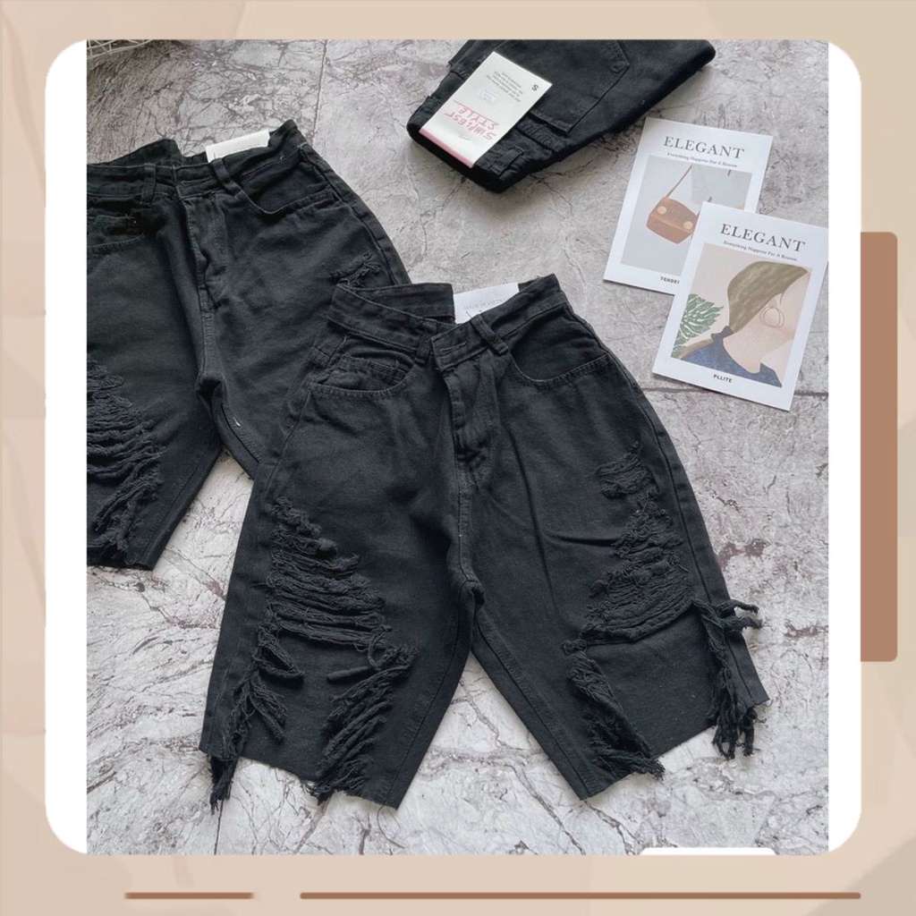 Quần Jean Ngố Cotton Ống Rộng Rách Kiểu Big Size (60-85kg)