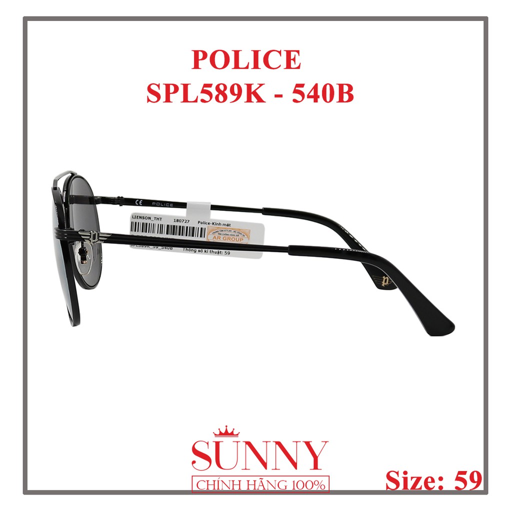 Kính mát Police chính hãng SPL589K 59 540B màu sắc thời trang, thiết kế dễ đeo bảo vệ mắt