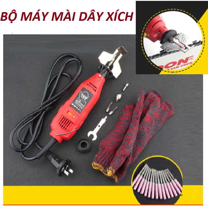 [Mã 44LIFESALE giảm 10% đơn 99K] Máy mài dũa dây xích kèm 10 đầu dũa hợp kim