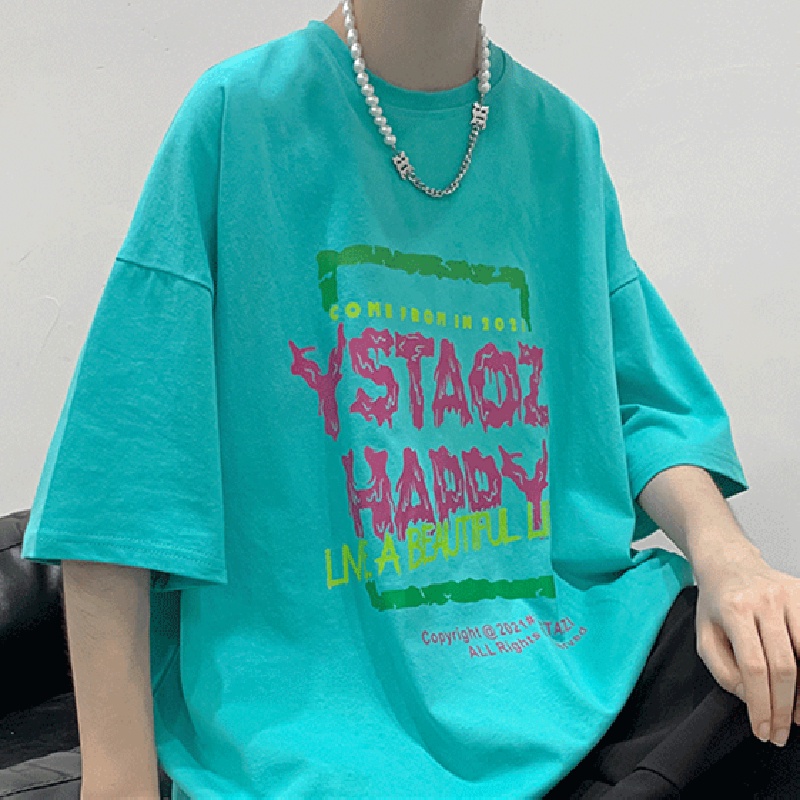 Áo Thun Nam Cổ Tròn Dáng Rộng In Chữ Thời Trang Hàn Quốc Size S-8XL