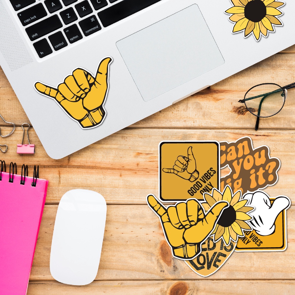 STICKER LẺ - Sticker Yellow dán mũ bảo hiểm, laptop, điện thoại, vali. MSP: SS27
