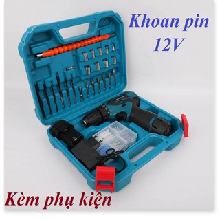 Máy khoan pin Makita 12V kèm bộ phụ kiện