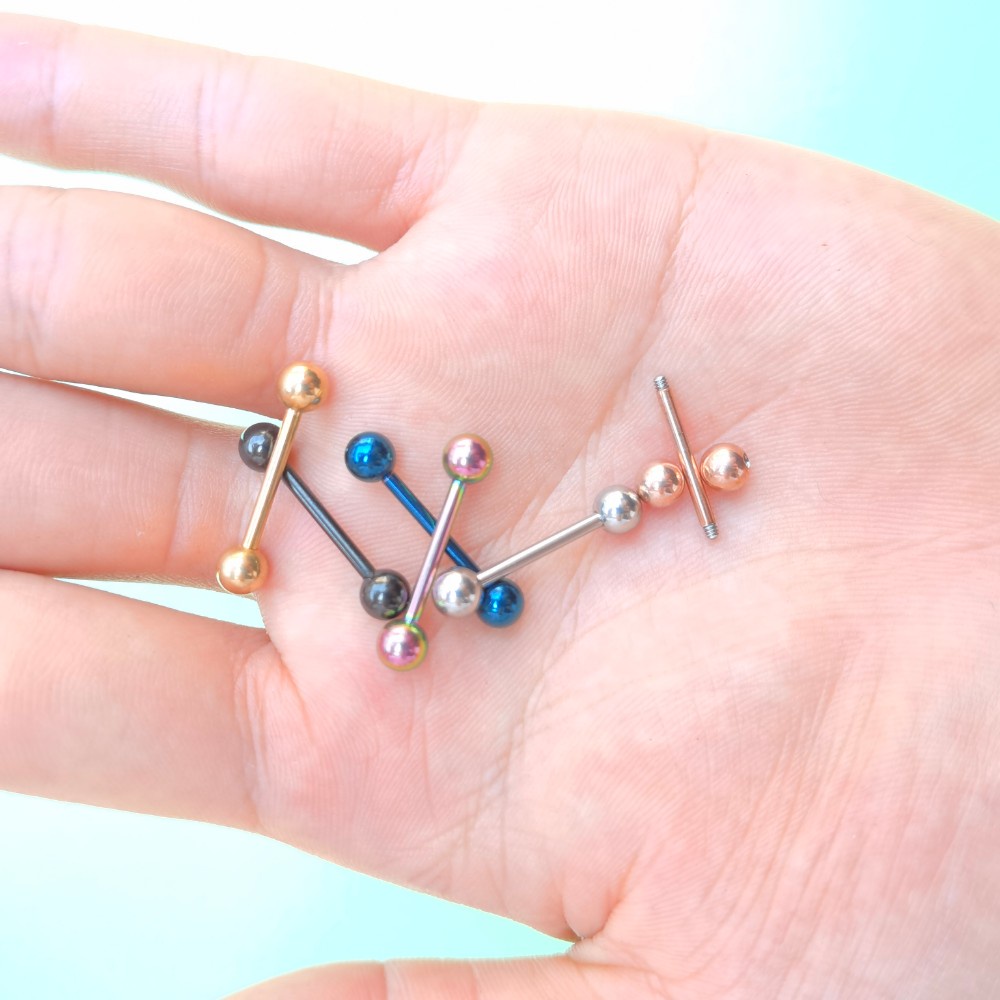 Khuyên Lưỡi Dài 14mm Bằng Thép Titan 316L Chống Dị Ứng Đa Năng