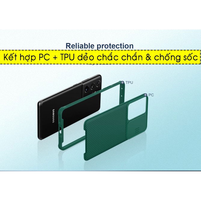 Ốp lưng Samsung Galaxy S21 Ultra / S21 Plus / S21 Nillkin Camshield bảo vệ Camera - Hàng Chính Hãng.