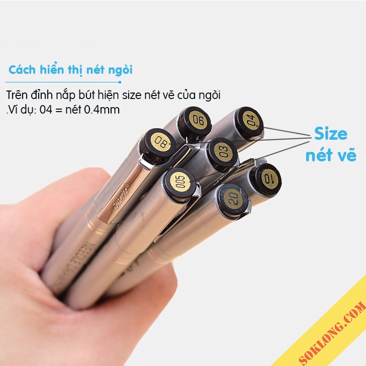 Bút line đi nét Superior kháng nước chuyên dụng B42 vẽ màu nước SOKLONG, vẽ sketch mực đen