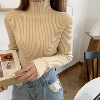 Áo len cổ 3 phân gân nhỏ mềm mại