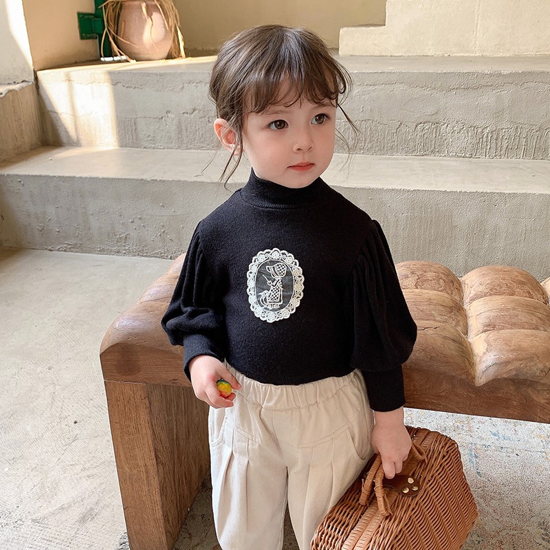 Áo sweater cổ lọ tay dài nhiều màu tùy chọn đáng yêu thời trang mùa đông cho bé gái từ 3 - 8 tuổi