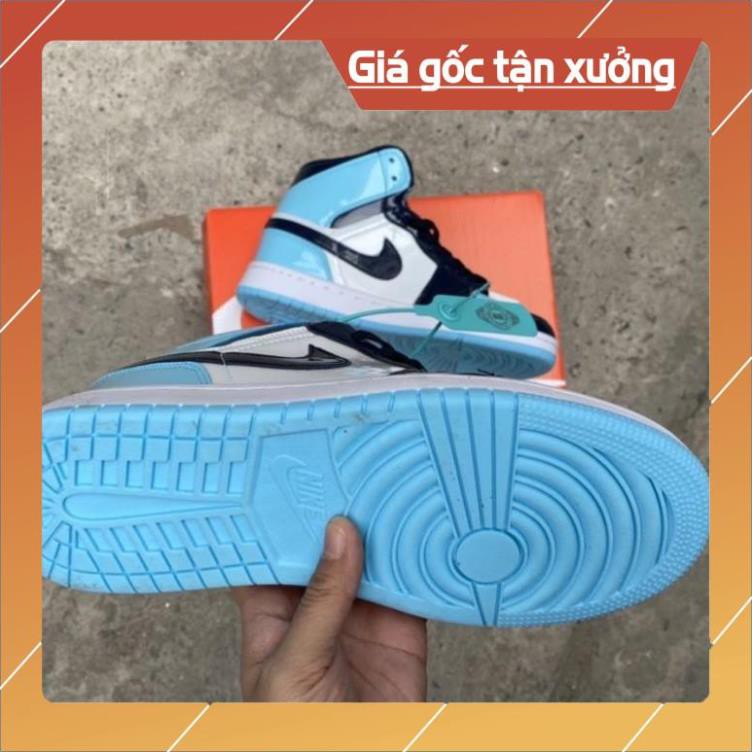 [FreeShip+ Hàng Xịn] Giầy Jordan 1 xanh đen bóng cao cổ hàng đẹp siêu rẻ