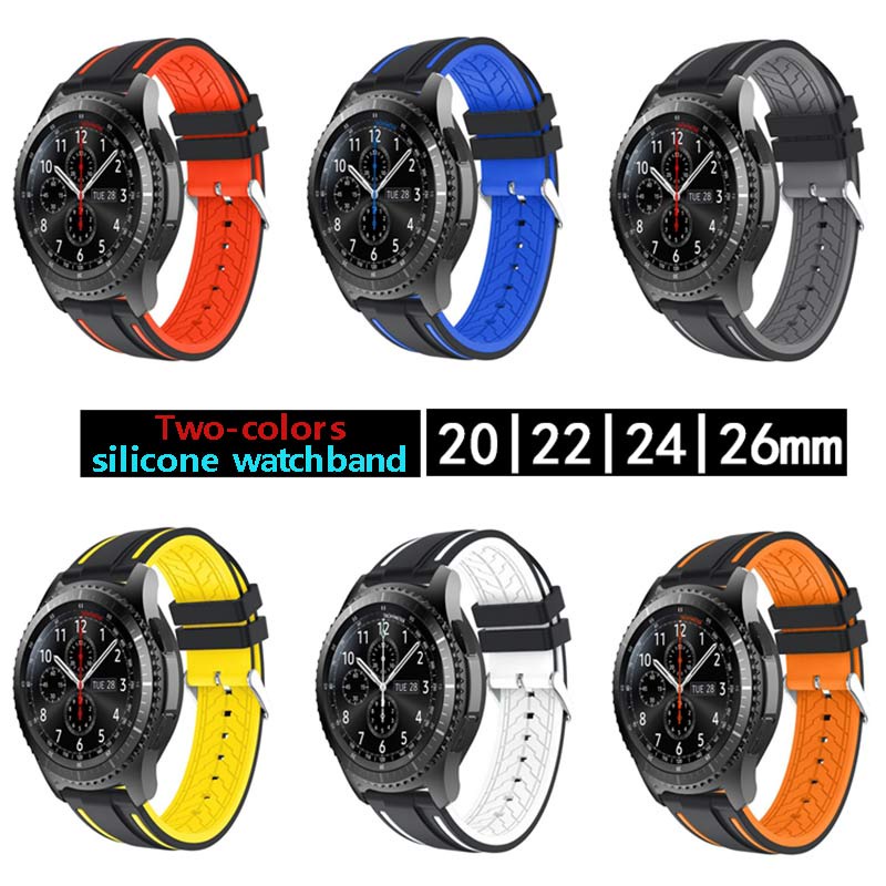 Dây Đeo Silicon 20mm 22mm 24mm 26mm Cho Đồng Hồ Thông Minh Huawei Gt / Gt2 / Wacth2 Pro / Samsung S3 Galaxy Watch 46