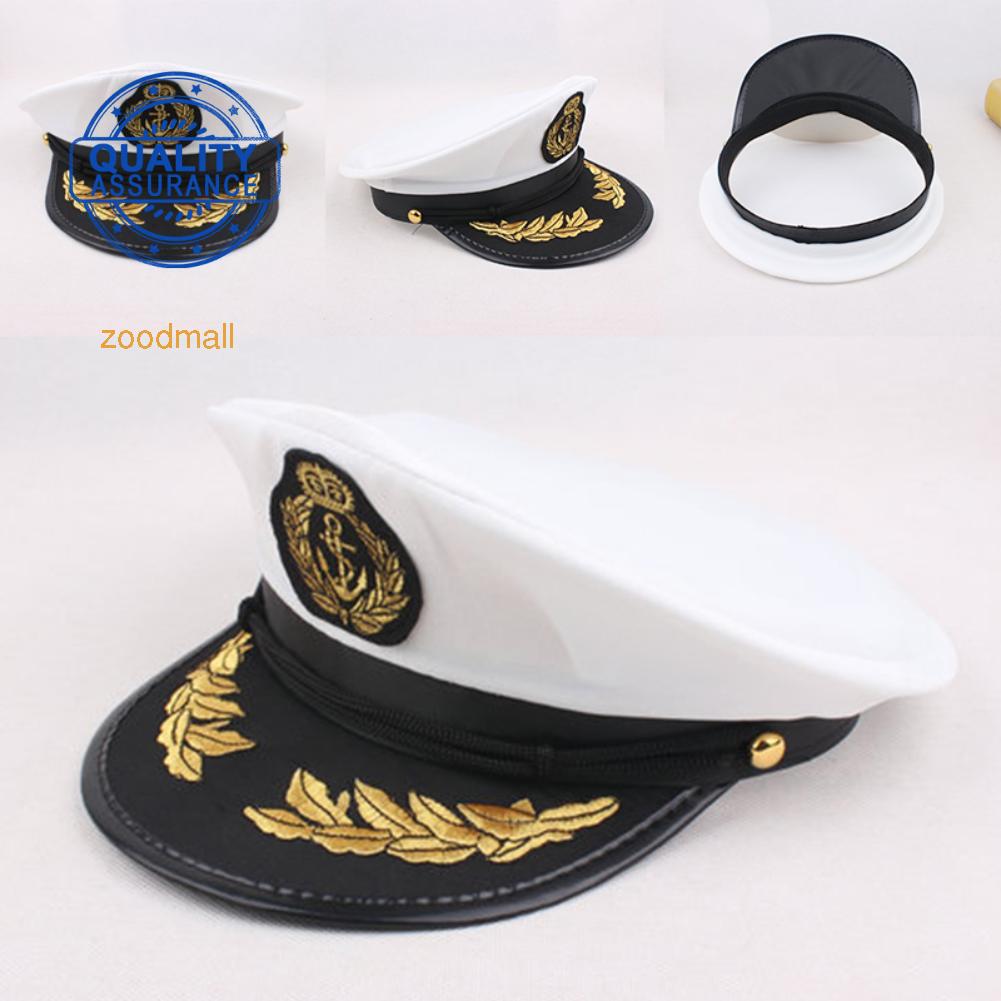 Sailor Yacht Captain Navy Cap Nautical Hat White V9R7