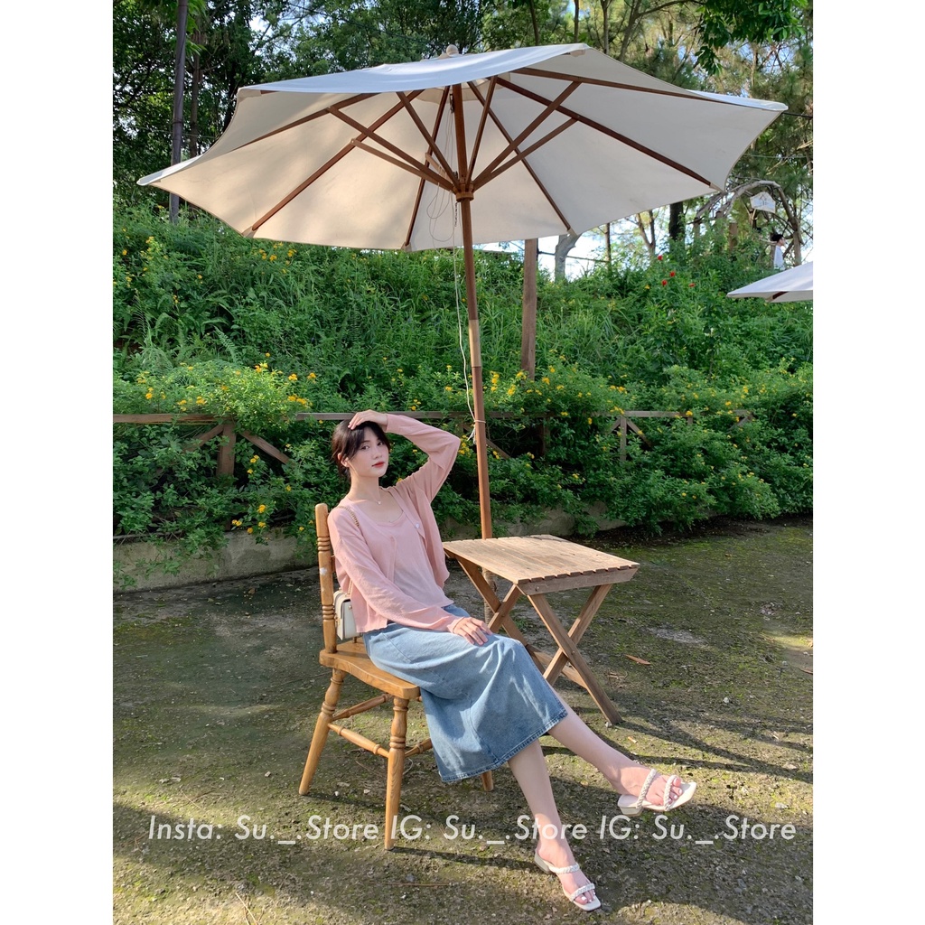 Set áo cardigan mỏng trơn kèm áo dây S375 SUSTORE