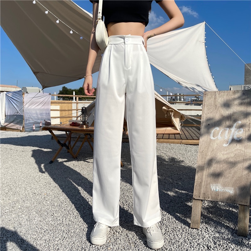 Quần dài ống rộng lưng cao thời trang cho nữ