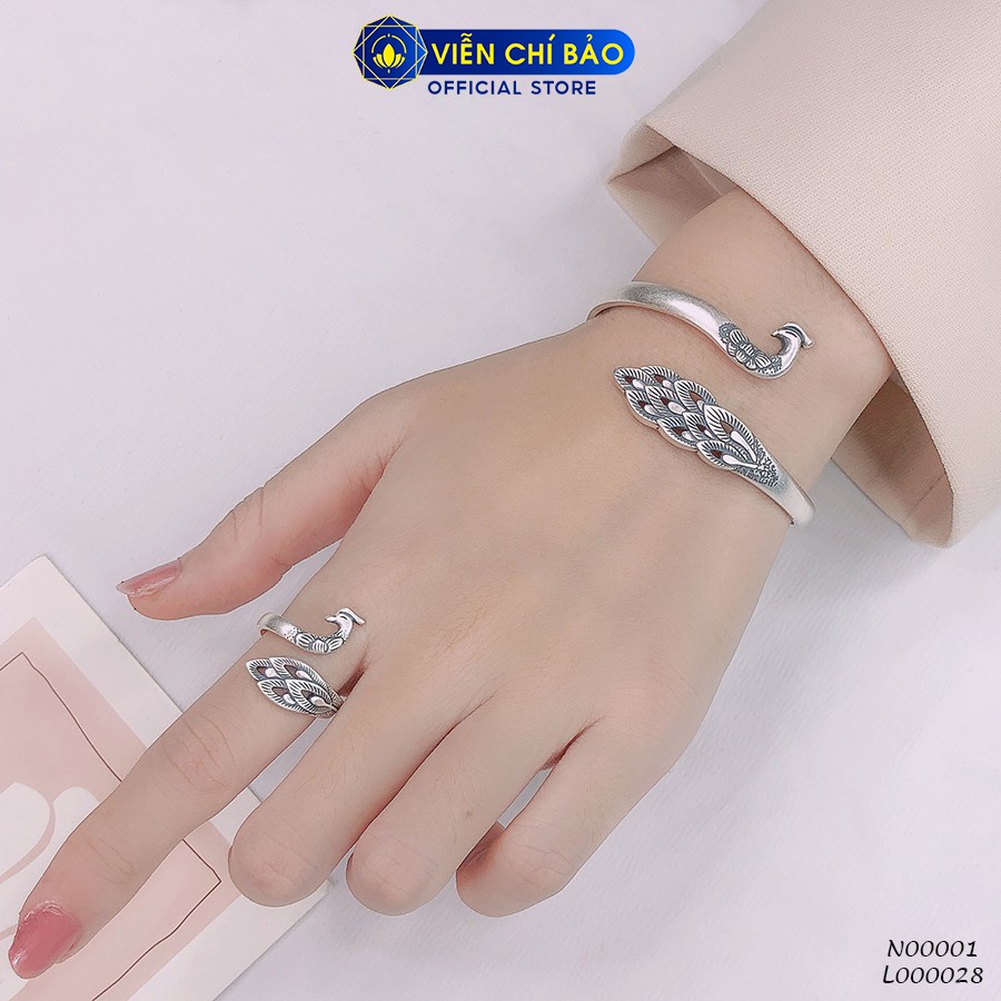 Vòng tay bạc nữ Khổng Tước Vạn Phúc chất liệu bạc Thái 925 thời trang phụ kiện trang sức Viễn Chí Bảo L000028