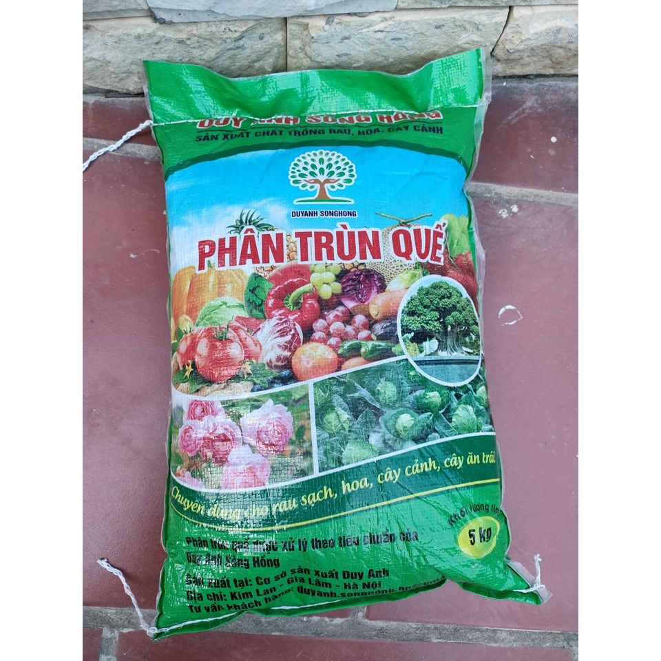 Phân trùn quế Duy Anh 5kg trộn đất trồng rau, trồng hoa, cây cảnh