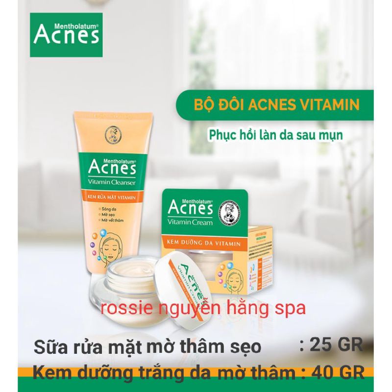 COMBO BỘ ACNES - Kem dưỡng da Acnes vitamin sáng thâm mờ sẹo & Sữa rửa mặt Acnes vitamin sáng da mờ thâm