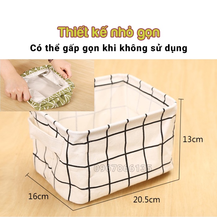 Giỏ vải đựng đồ trang điểm, đồ cá nhân có thể gấp gọn tiện lợi