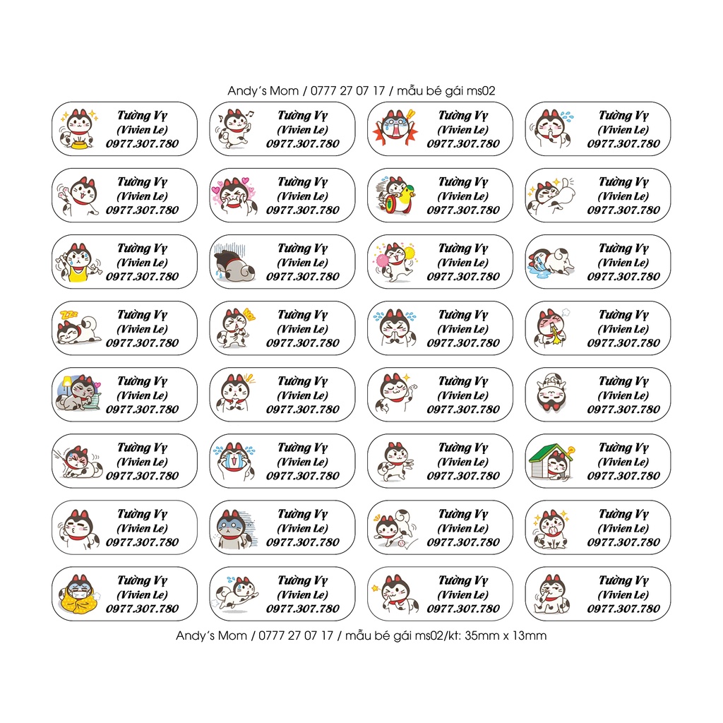 128 Sticker Miếng Dán Tem Decal Giấy Tên Bé in theo yêu cầu. Chat ngay với shop xác nhận tên + mẫu